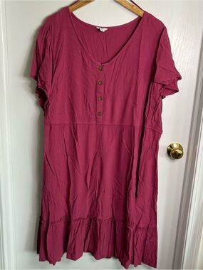 SONOMA 3X Crinkle V-Neck Flutter Sleeve Shift Dress Ruffle Hem Boho Cottagecore